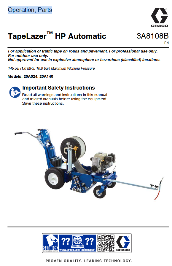 Operation, parts Manual 